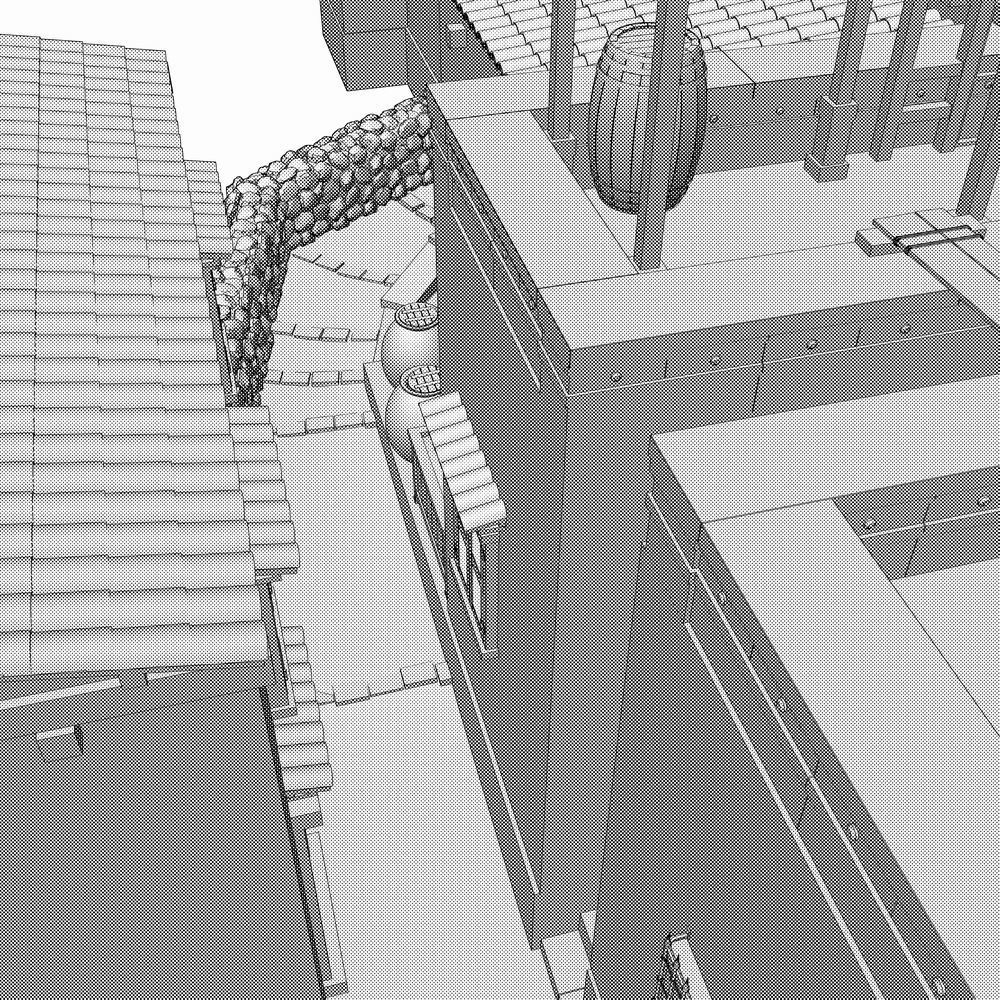 クリスタ用 中世の街並み 狭い道