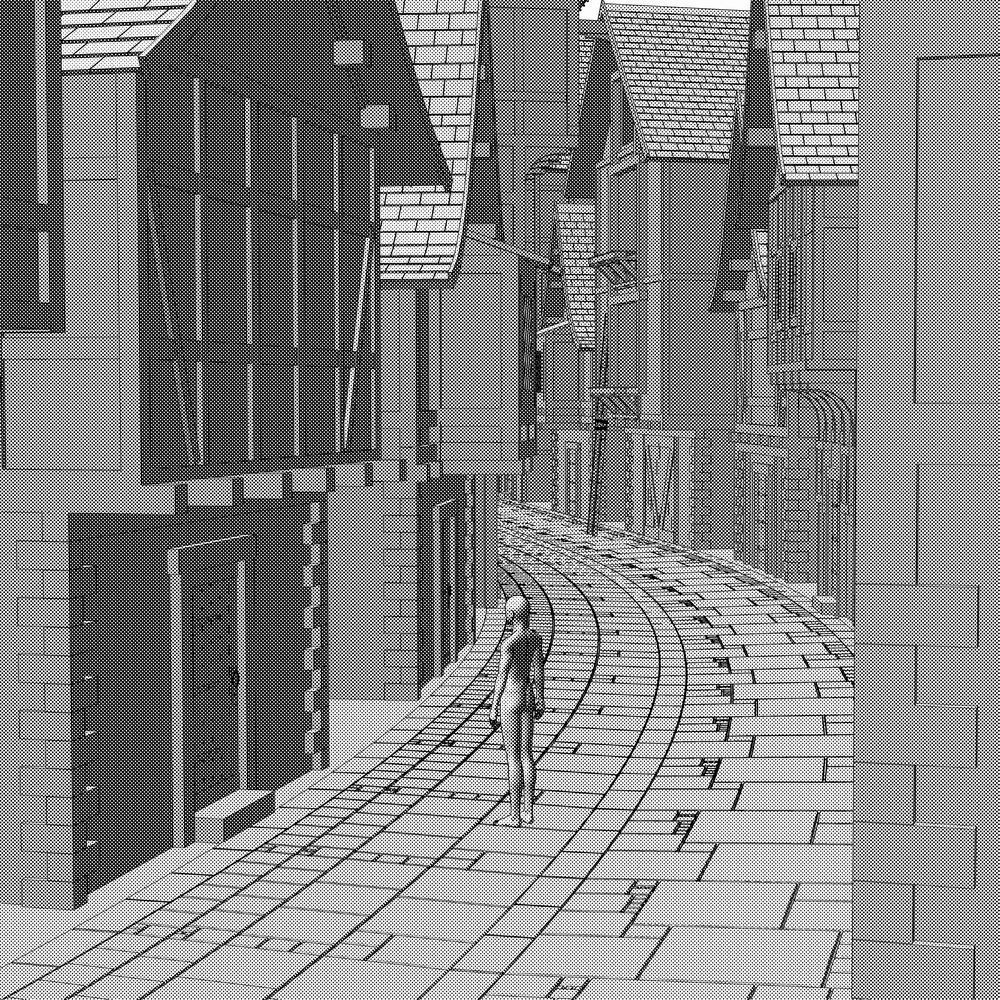 クリスタ用 中世の街並み 路地