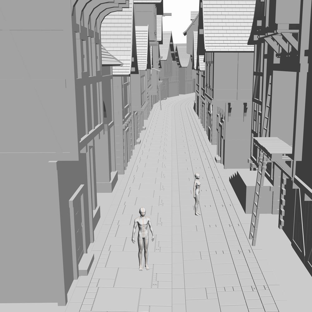 クリスタ用 中世の街並み 路地