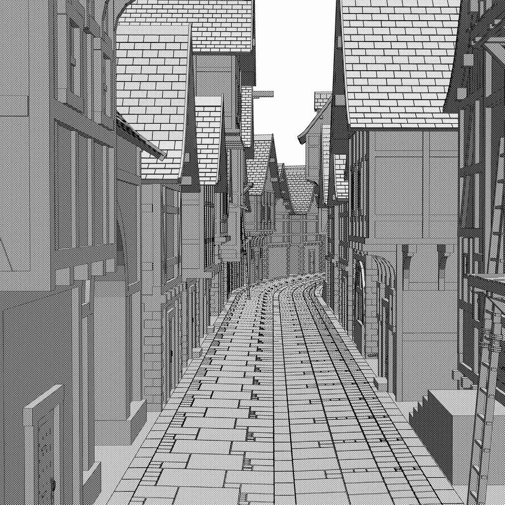 クリスタ用 中世の街並み 路地