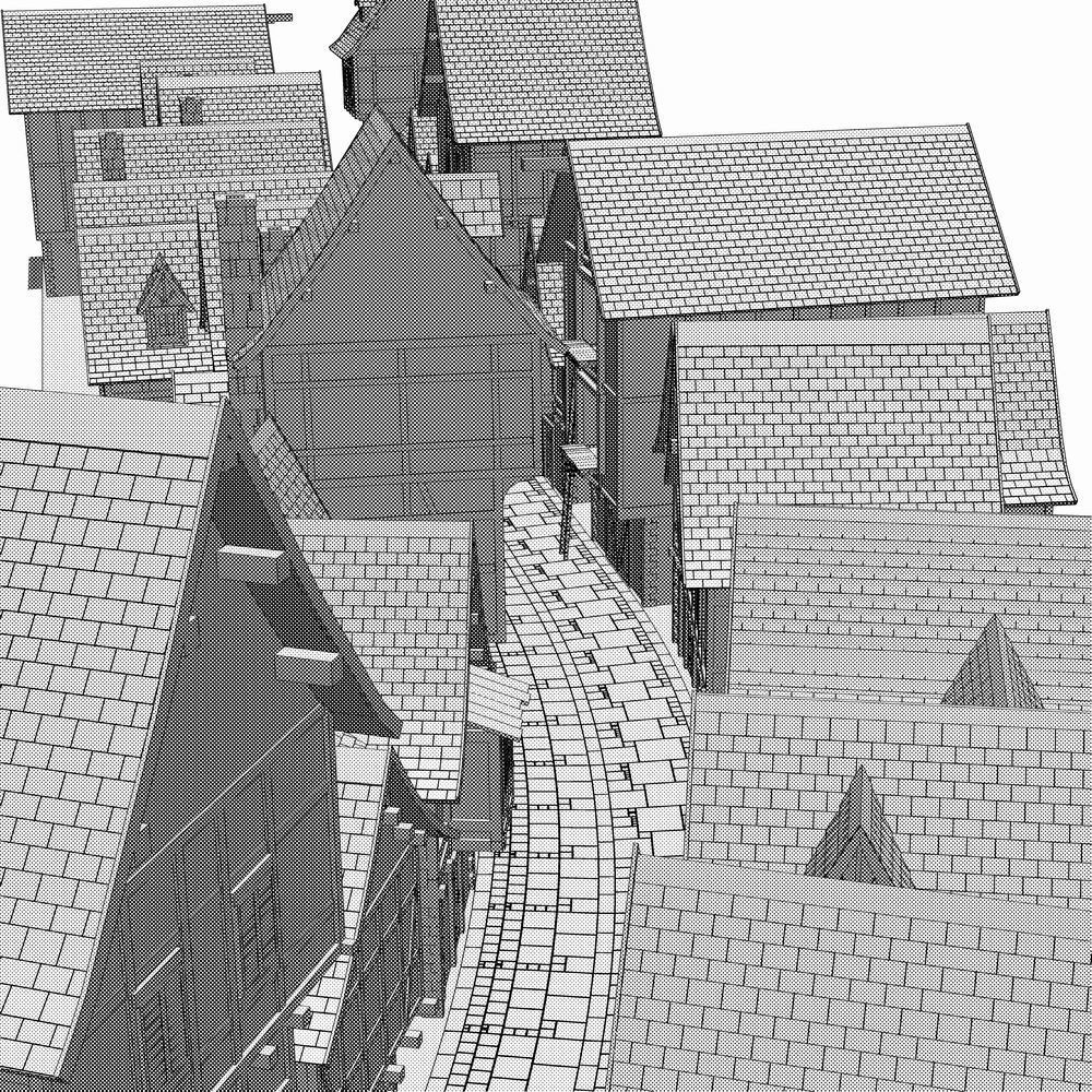 クリスタ用 中世の街並み 路地