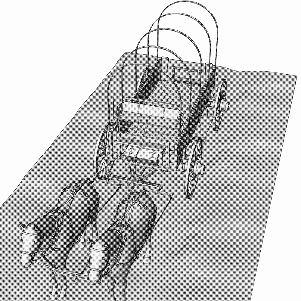 クリスタ用 二頭立て幌馬車
