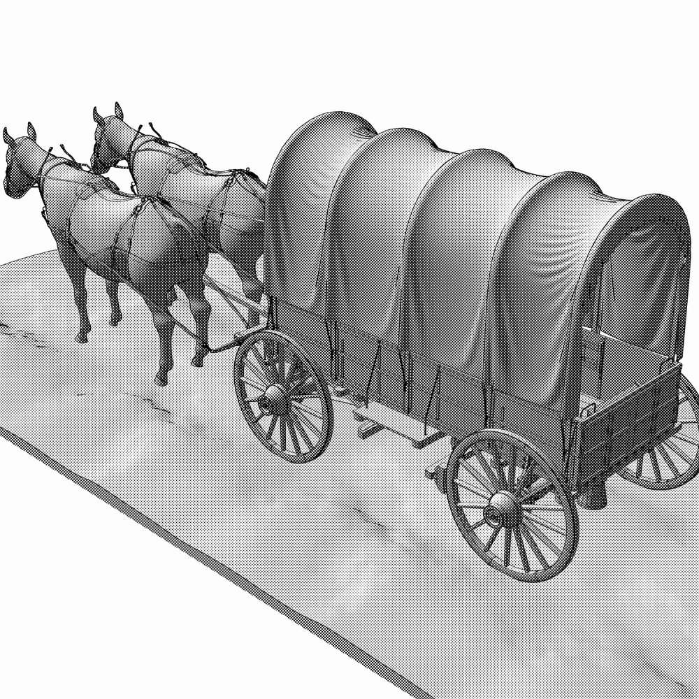 クリスタ用 二頭立て幌馬車