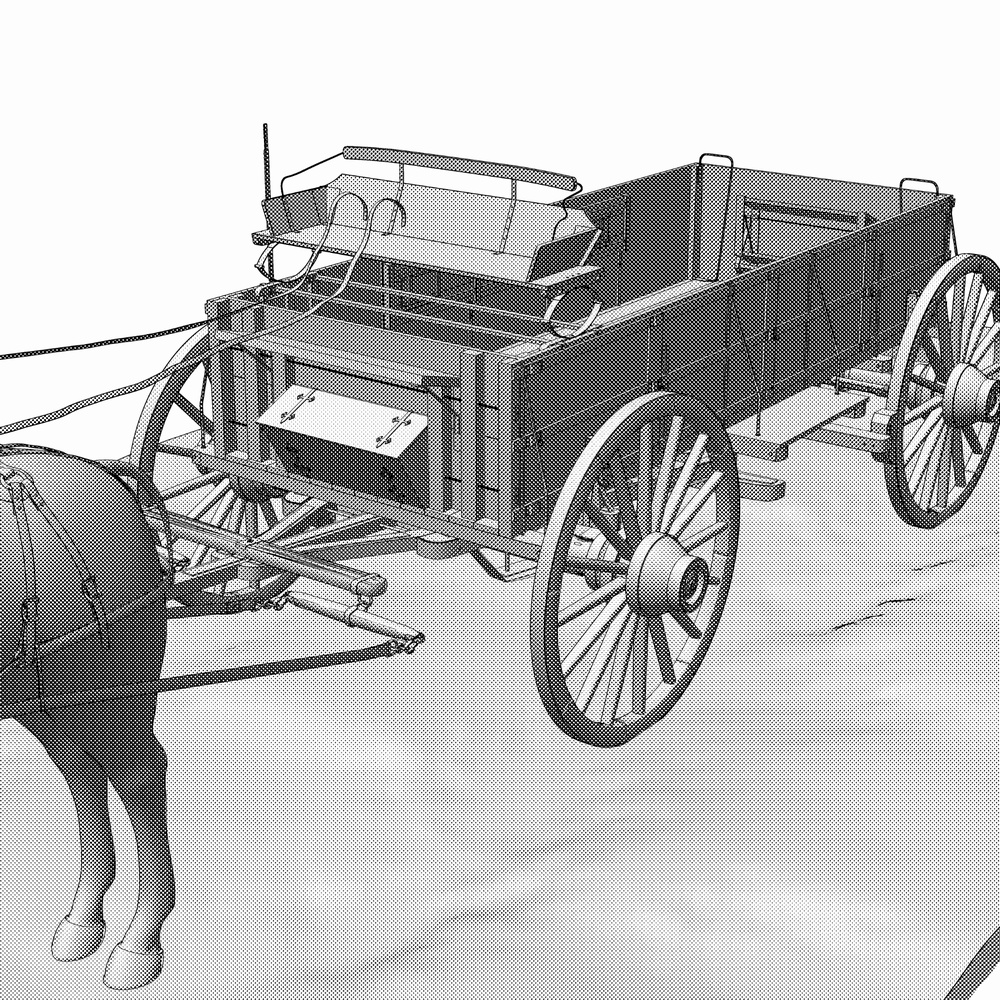 クリスタ用 二頭立て幌馬車