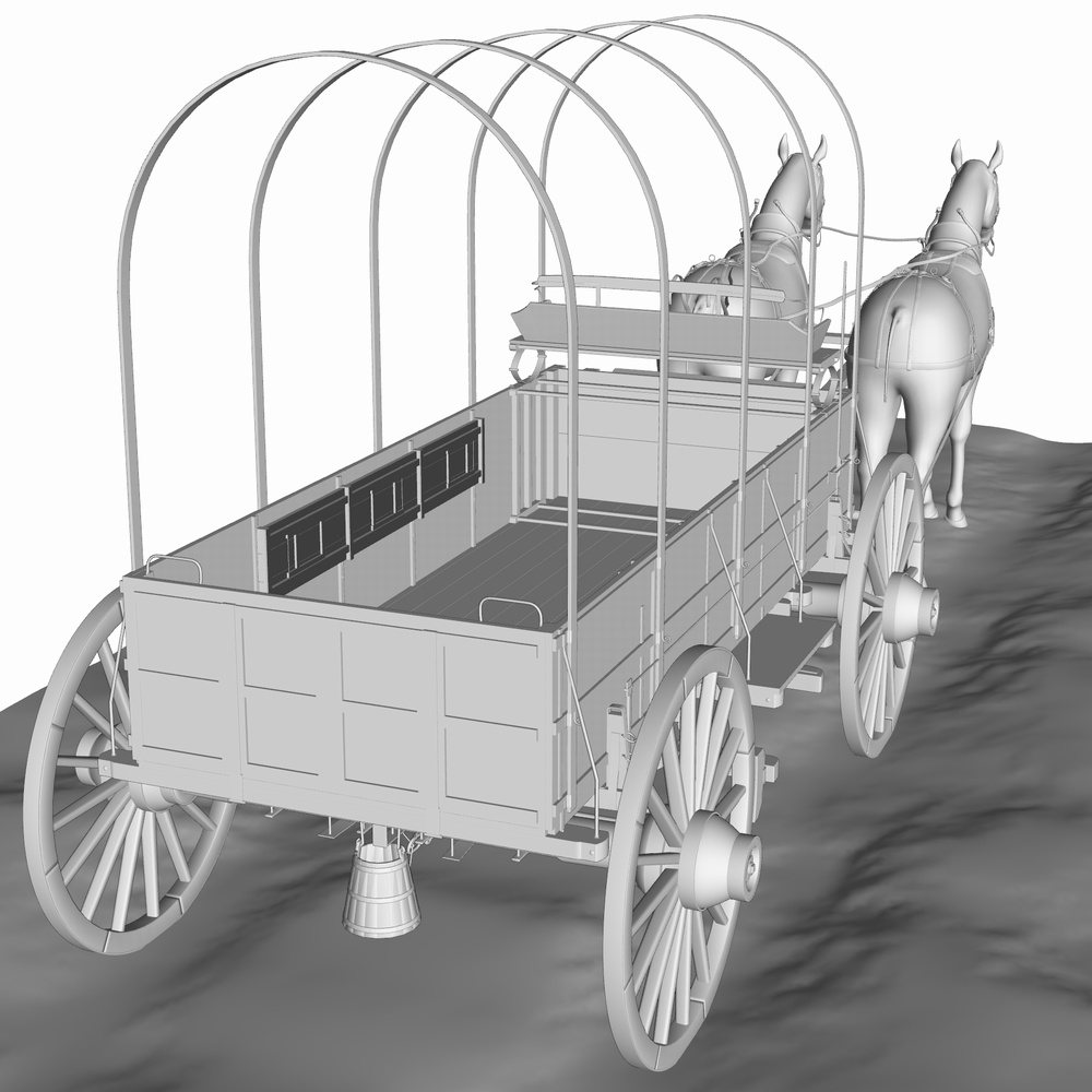 クリスタ用 二頭立て幌馬車