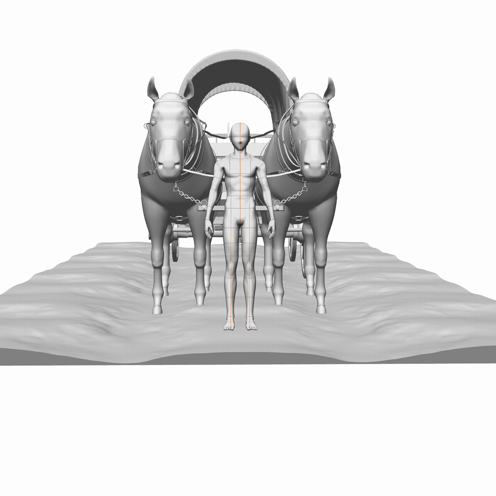 クリスタ用 二頭立て幌馬車