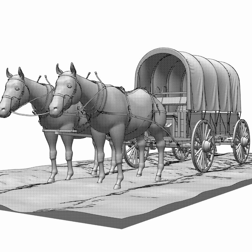 クリスタ用 二頭立て幌馬車