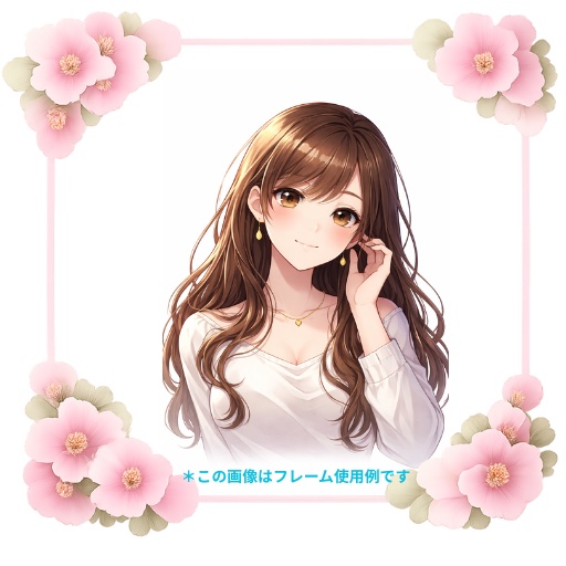 花飾りスクエアフレーム素材セット｜全8色｜背景透過PN