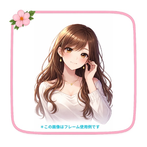 【透過PNG】スクワークル花ワンポイントフレーム 8色セット SNSアイコン用／シンプル／中性デザイン