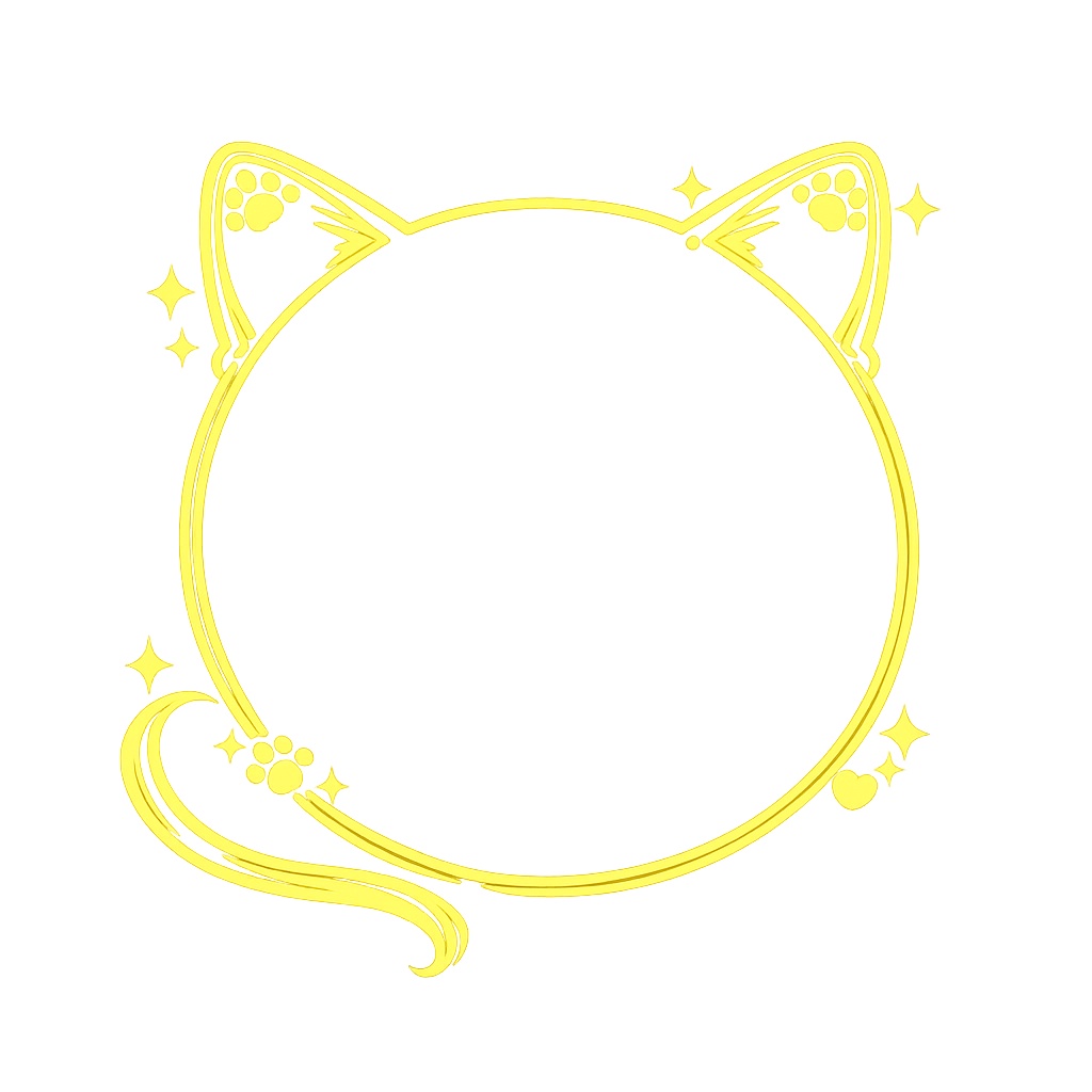 🐾 猫モチーフ 円形フレーム|8点セット(PNG・背景透明)