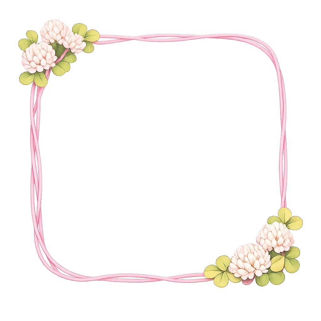 【透明PNG】シロツメクサのフレーム(全6色セット)|アイコン・サムネ用