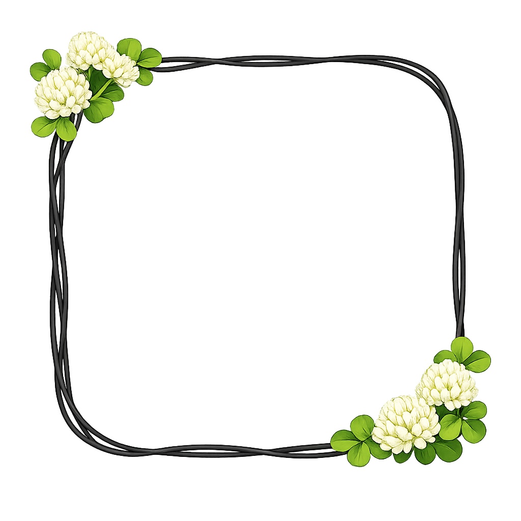 【透明PNG】シロツメクサのフレーム(全6色セット)|アイコン・サムネ用