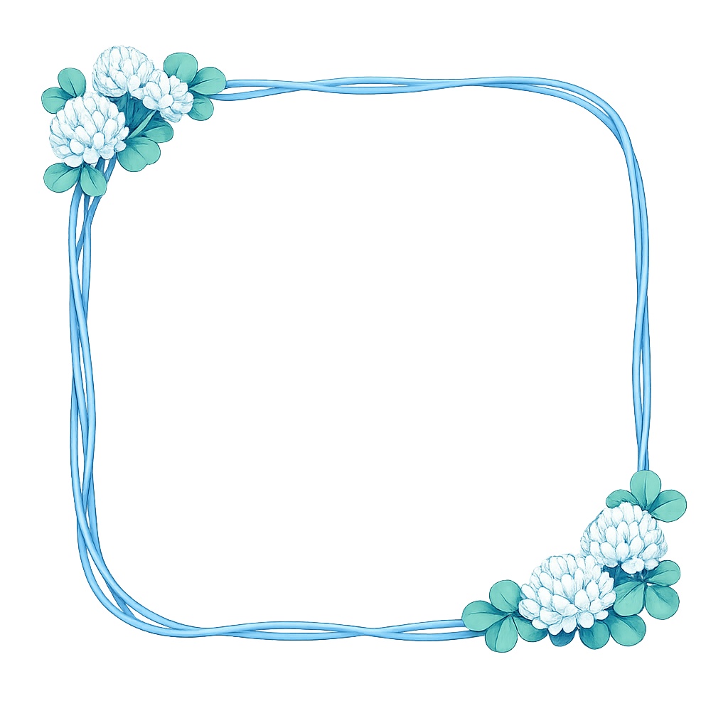 【透明PNG】シロツメクサのフレーム(全6色セット)|アイコン・サムネ用