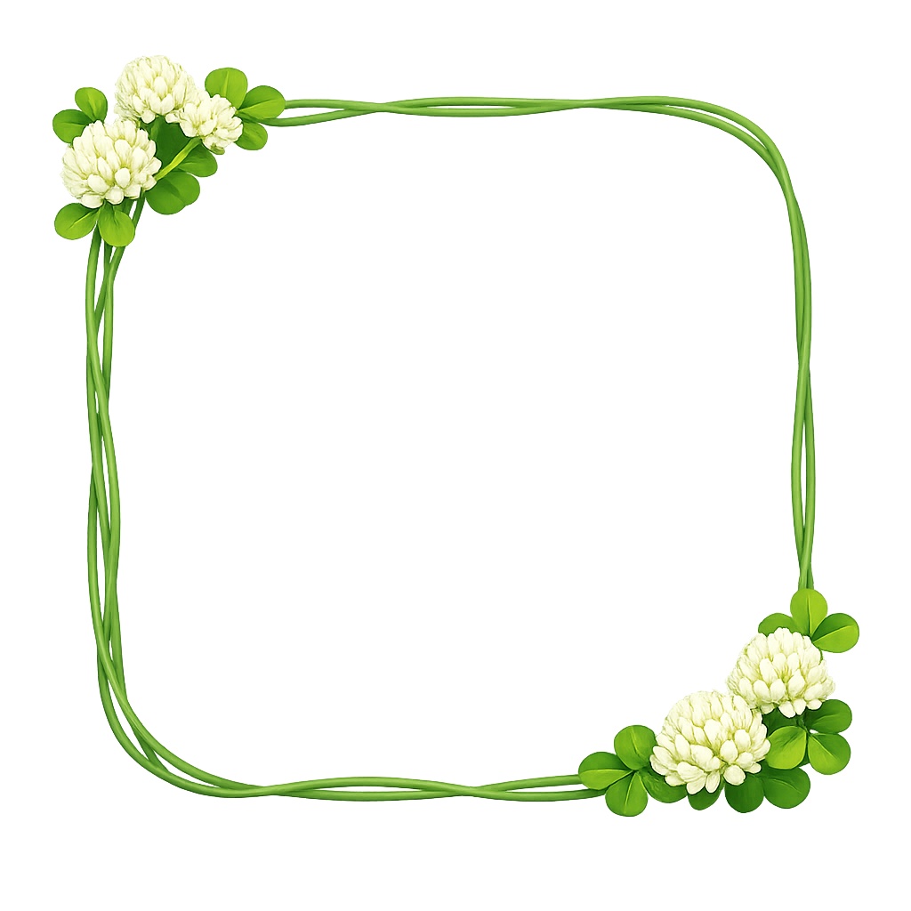 【透明PNG】シロツメクサのフレーム(全6色セット)|アイコン・サムネ用
