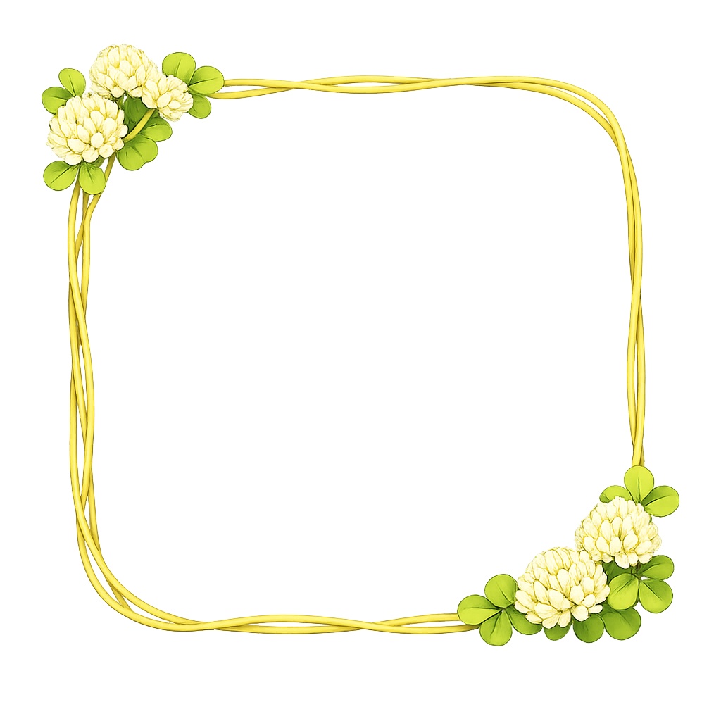 【透明PNG】シロツメクサのフレーム｜無料プレゼント🎁｜アイコン・サムネ用