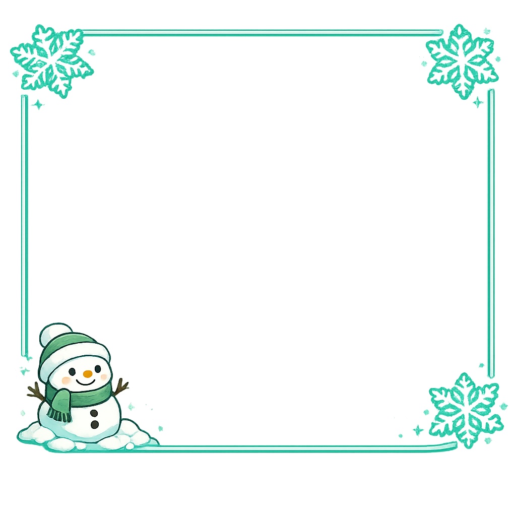 スノーマンの冬きらめき*透明フレーム【6色セット】|アイコン対応PNG