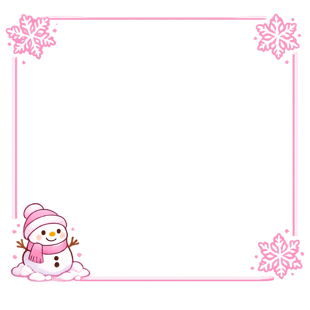 スノーマンの冬きらめき*透明フレーム【6色セット】|アイコン対応PNG