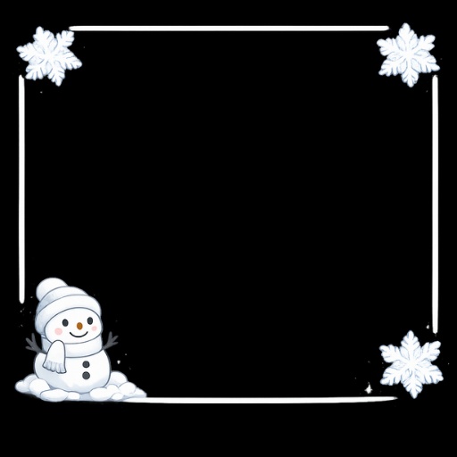 スノーマンの冬きらめき*透明フレーム【6色セット】|アイコン対応PNG