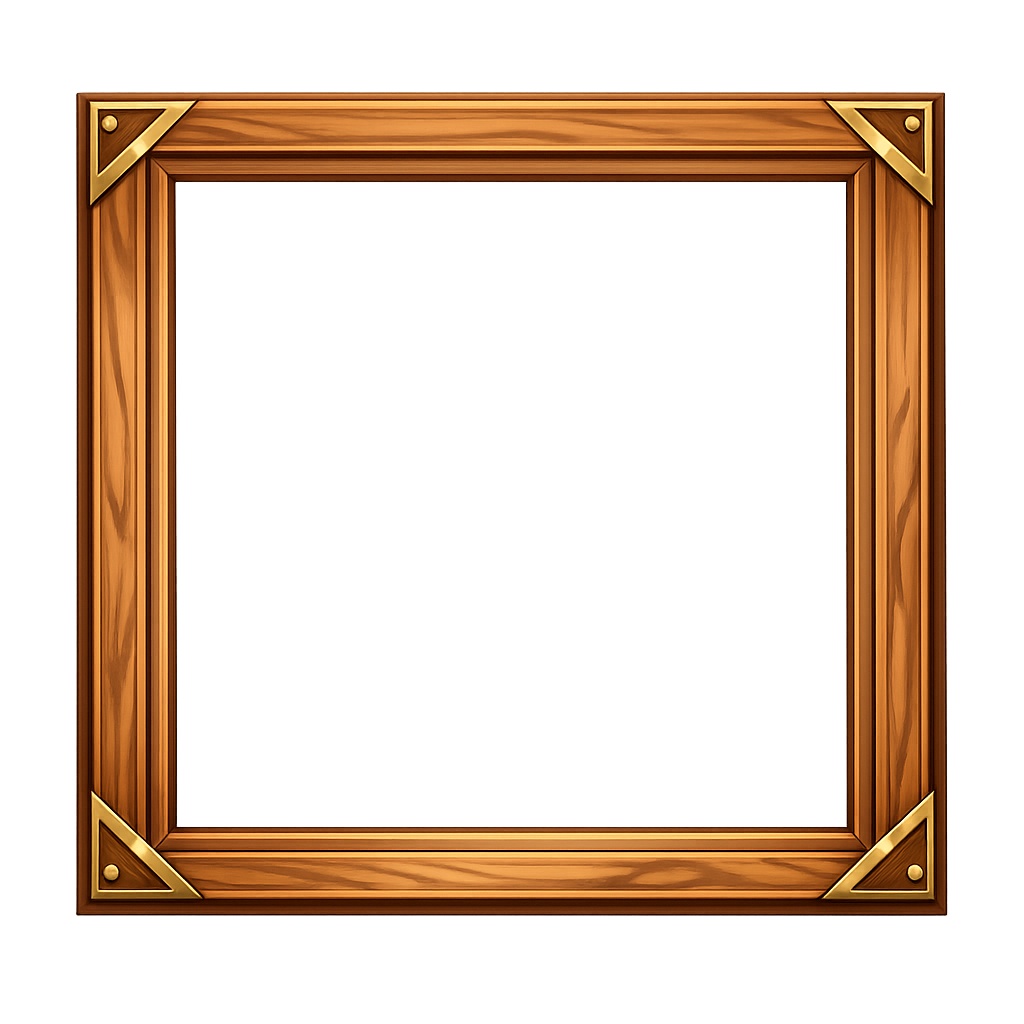 【透明PNG】木目調おしゃれ額縁フレーム 7色セット|アイコン・サムネ・立ち絵用