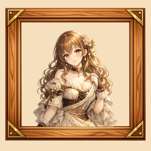 【透明PNG】木目調おしゃれ額縁フレーム 7色セット｜アイコン・サムネ・立ち絵用