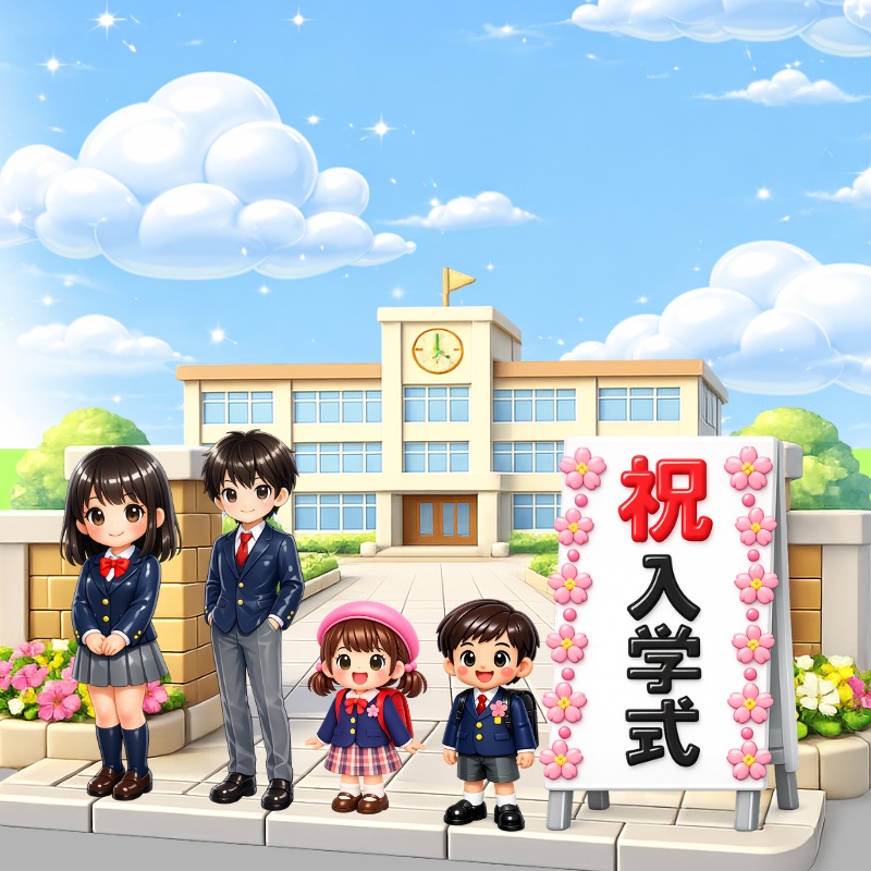 3Dぷっくり入学・卒業式クリップアートセット（透過PNG）