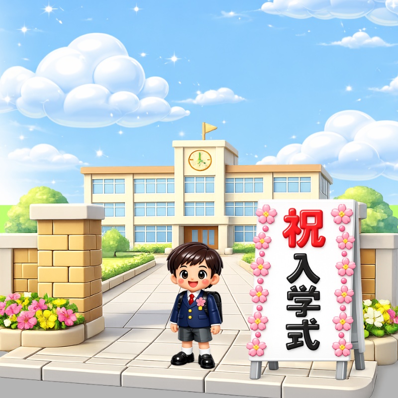 3Dぷっくり入学・卒業式クリップアートセット(透過PNG)