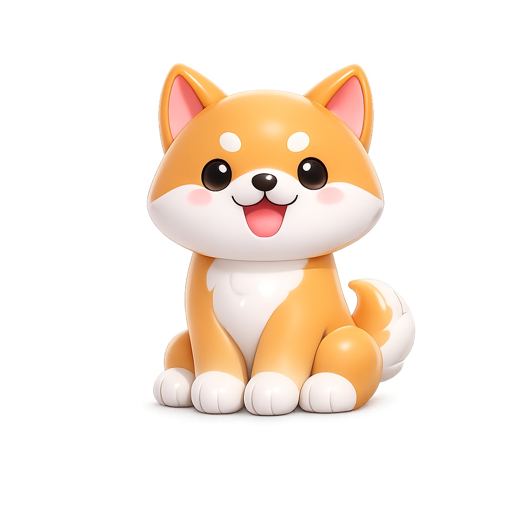 【無料サンプル】ぷっくり3D 柴犬と桜クリップアート（透過PNG）