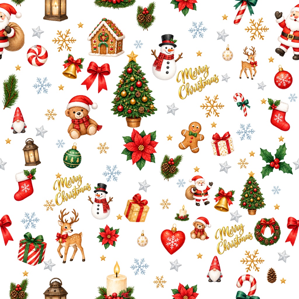 【無料配布】クリスマス柄デジタルペーパー｜お試しサンプル・PNG背景素材