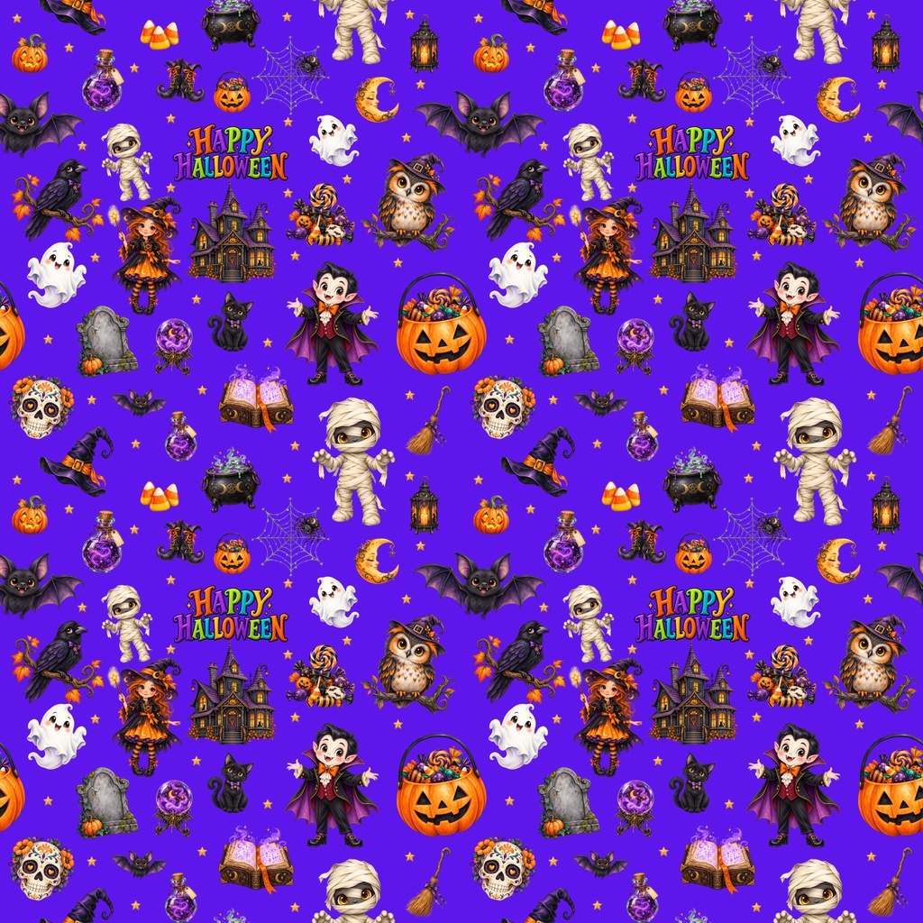 HAPPY HALLOWEEN デジタルペーパー8枚セット|シームレス6種+グラデーション2種|PNG素材