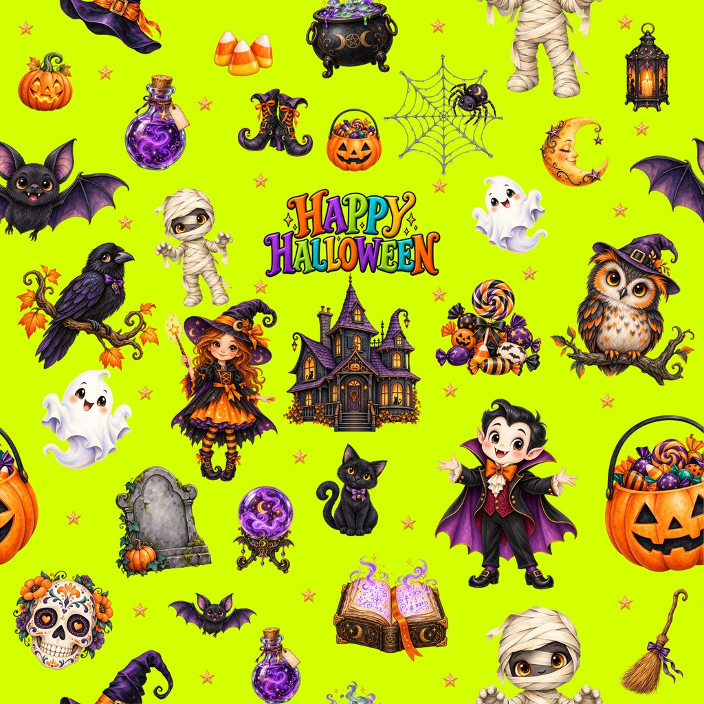 HAPPY HALLOWEEN デジタルペーパー8枚セット|シームレス6種+グラデーション2種|PNG素材