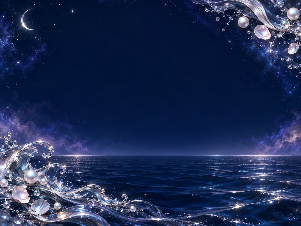 【無料】月光の海|月と真珠の配信・SNS素材7種類【IRIAM・VTuber】