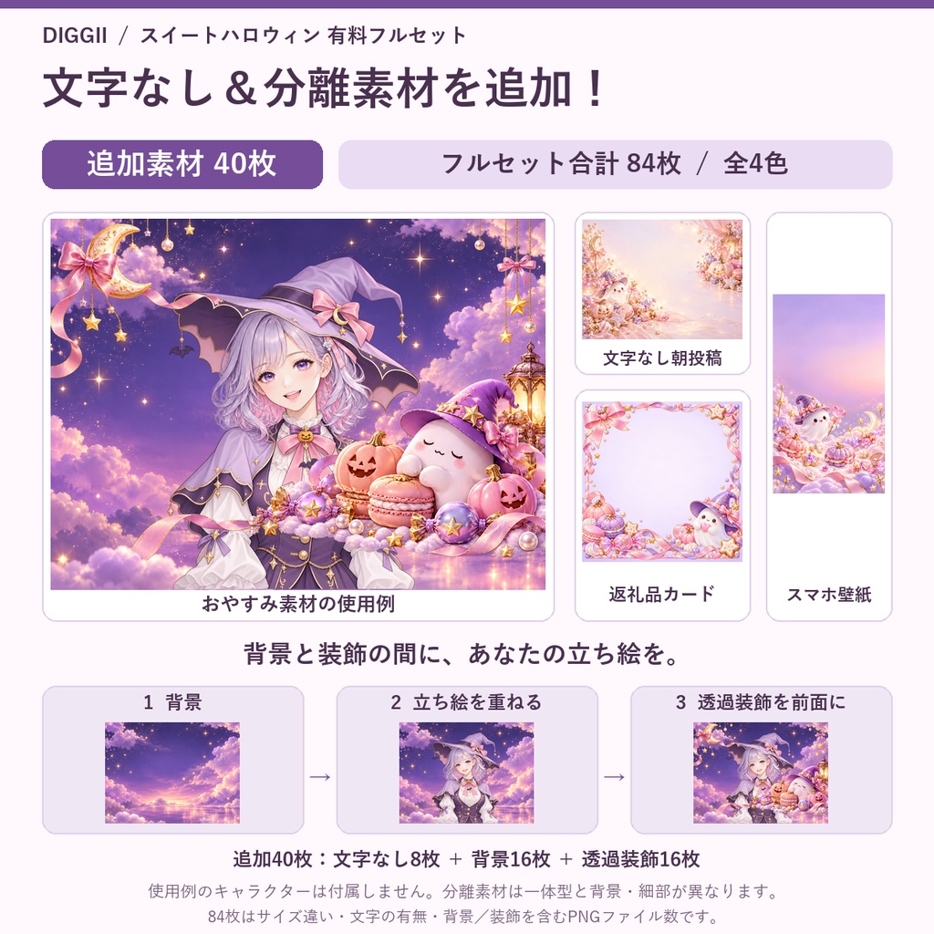 【全4色・有料フルセット】スイートハロウィン|IRIAM・VTuber・配信者向け素材
