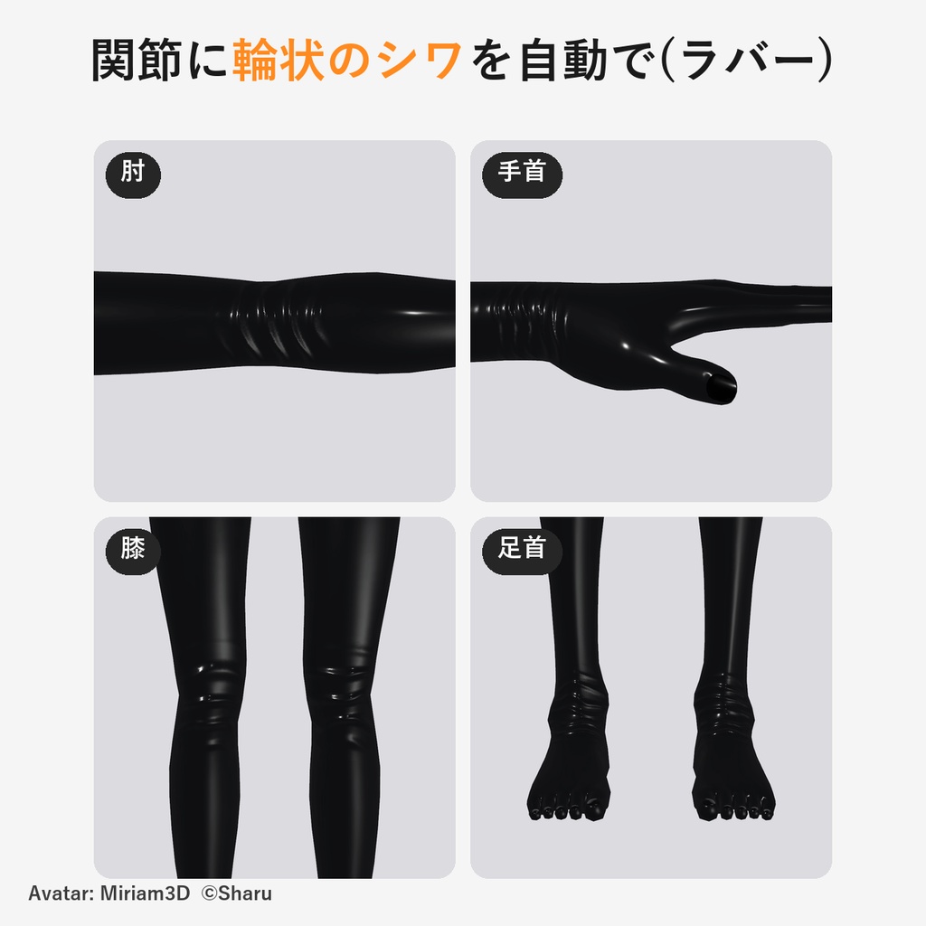 【SkinSuitMaker】肌をシワ付きのラバー・タイツ風に変える Unity ツール