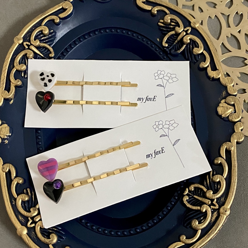 ぷくんとハートのヘアピン