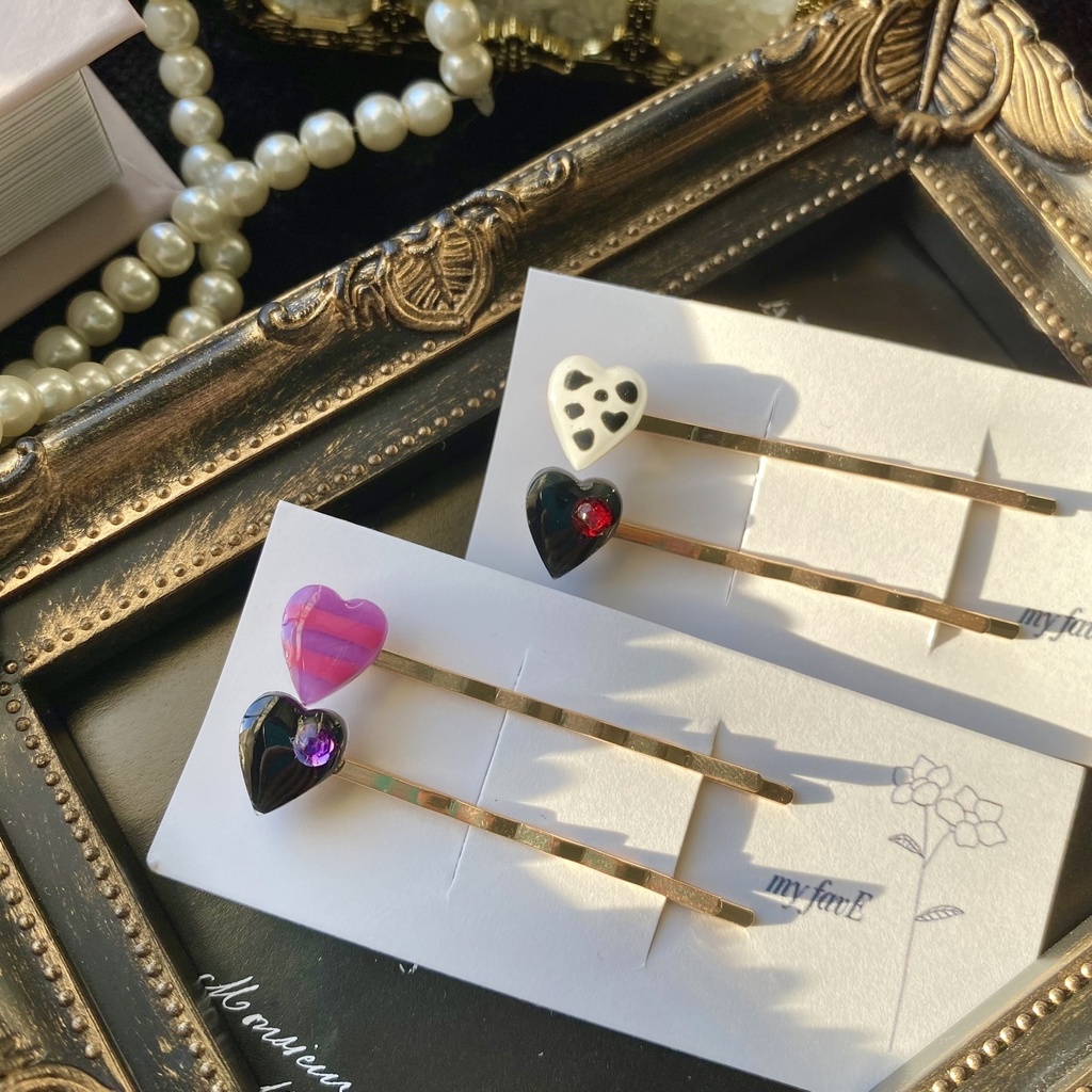 ぷくんとハートのヘアピン