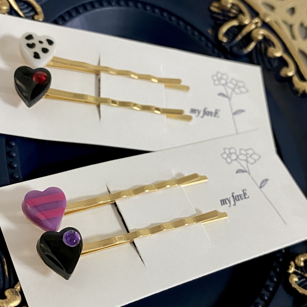 ぷくんとハートのヘアピン