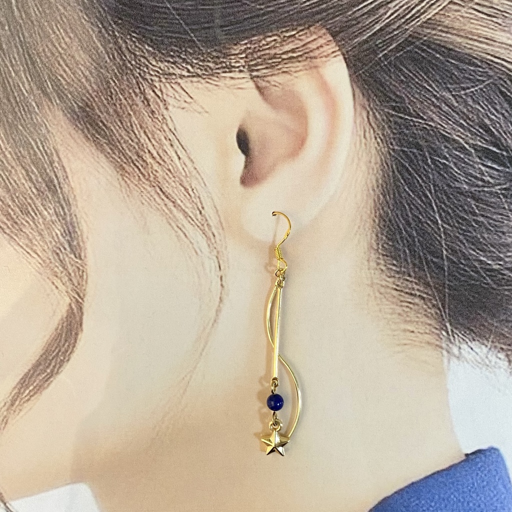 ラピスラズリと星のピアス(イヤリング)
