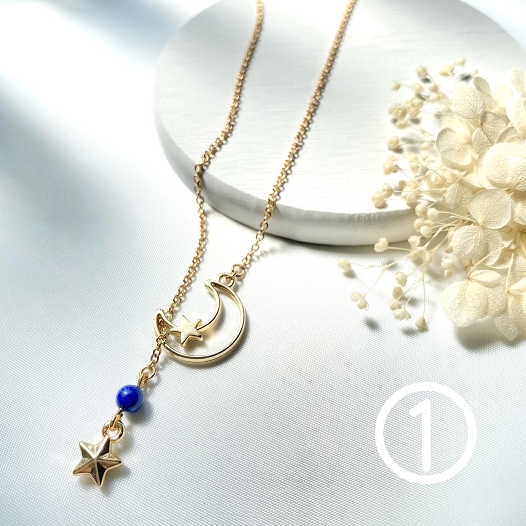 ラピスラズリと夜空のラリエットネックレス