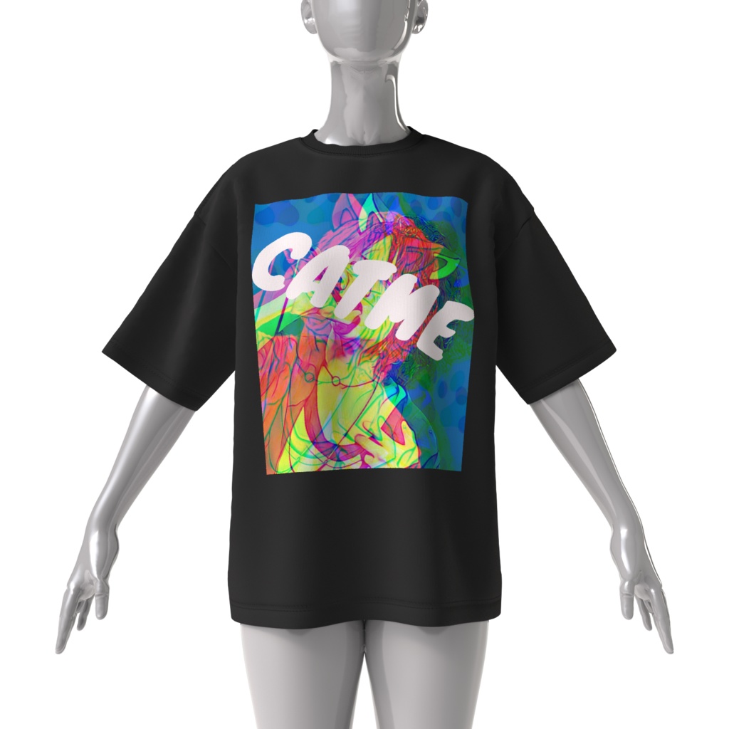 我-waRe-オーバーサイズグラフィックTシャツ ブラック