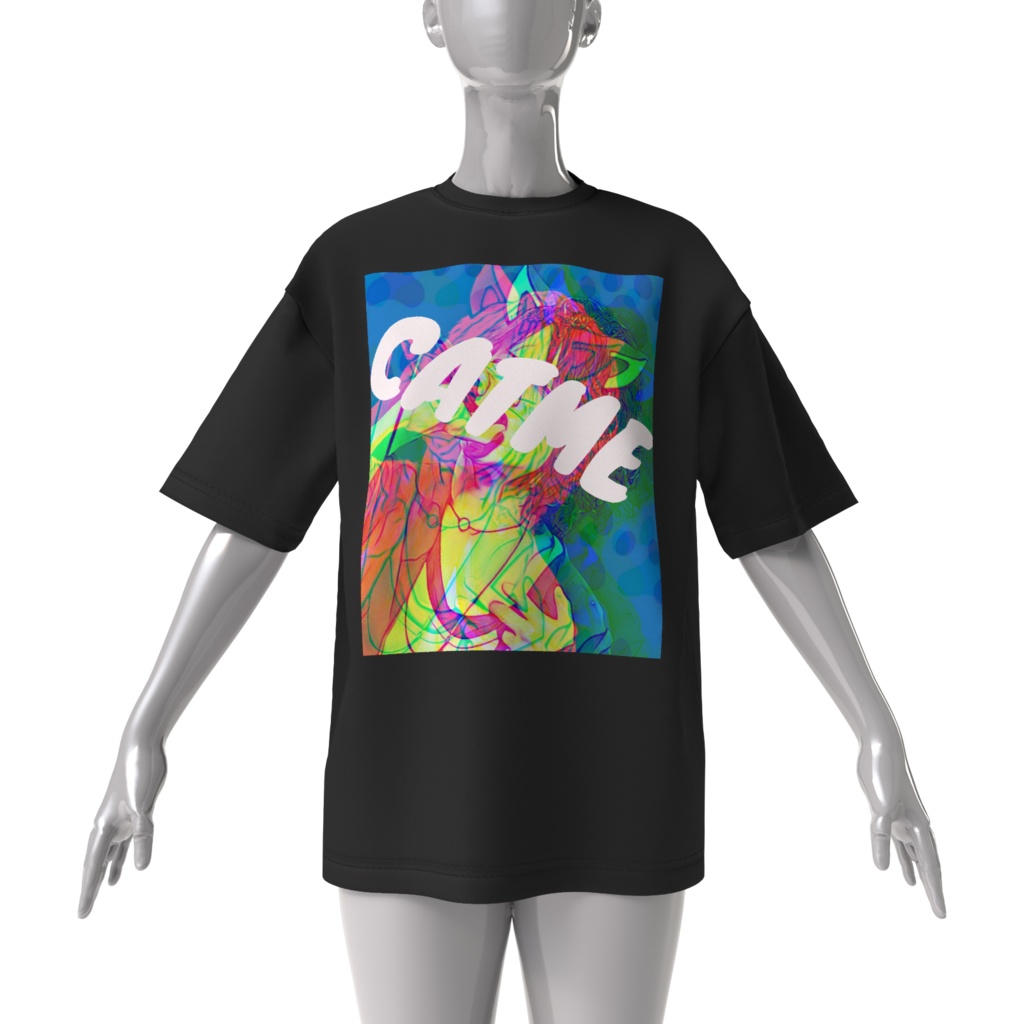 我-waRe-オーバーサイズグラフィックTシャツ ブラック