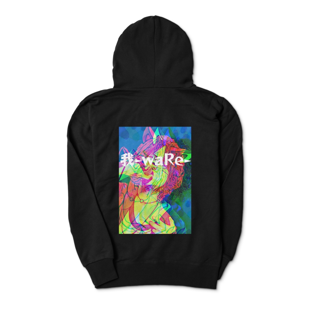 我-waRe-バックプリントグラフィックジップパーカー ブラック