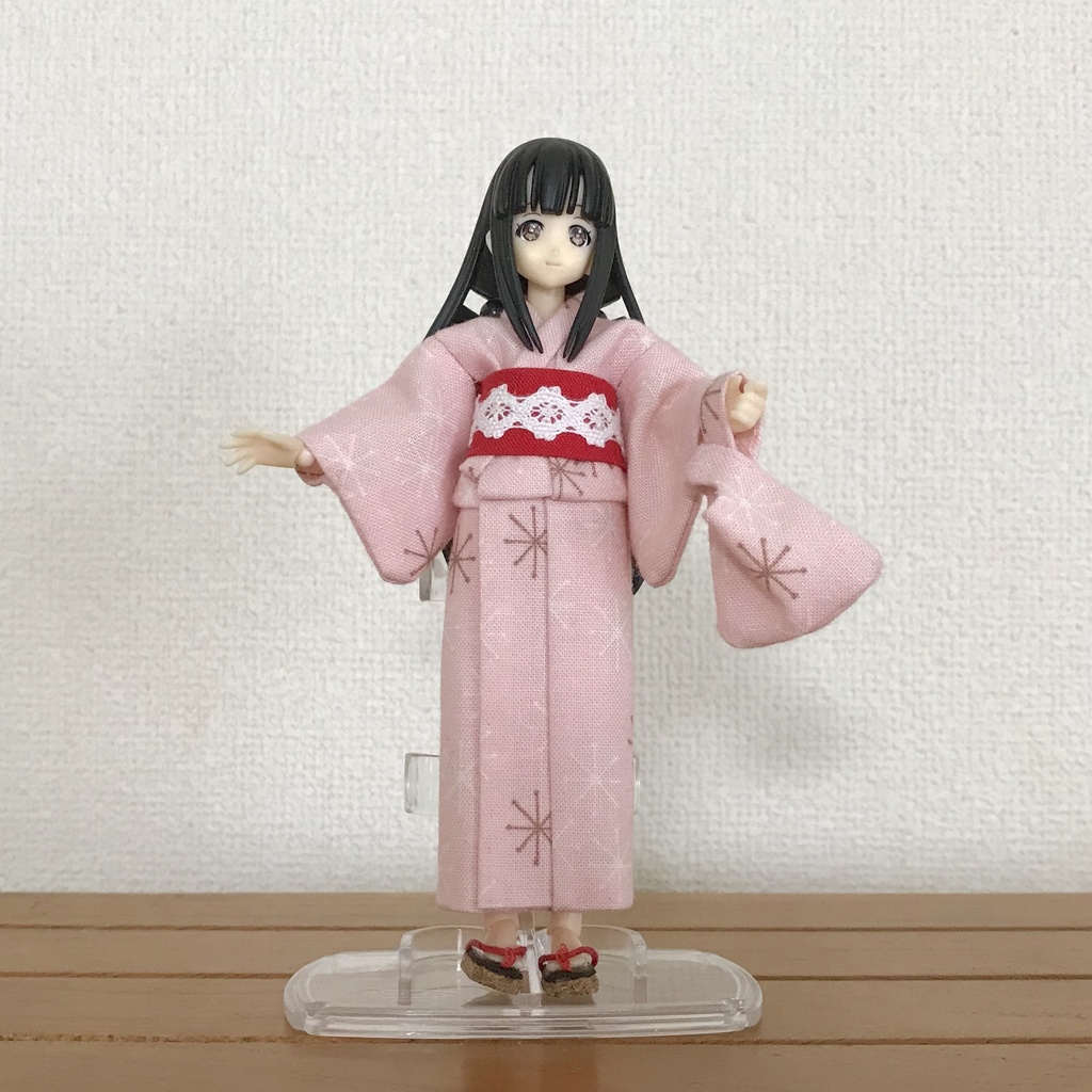 ピコニーモS　手作り　浴衣　ピンクアスタリスク柄　アサルトリリィ