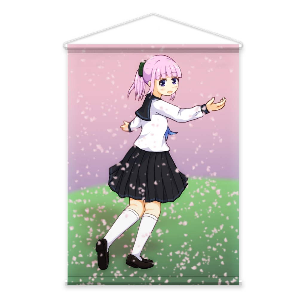 「桜舞う中で」こまめちゃんタペストリー
