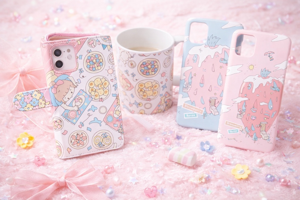 ストロベリーハウスと虹 iPhoneケース