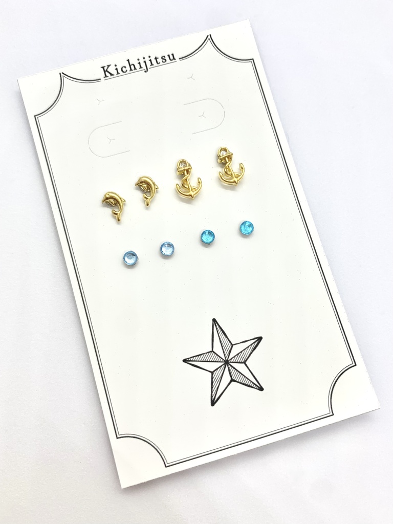 No.3／magnet earrings SET(dolphin＆anchor)