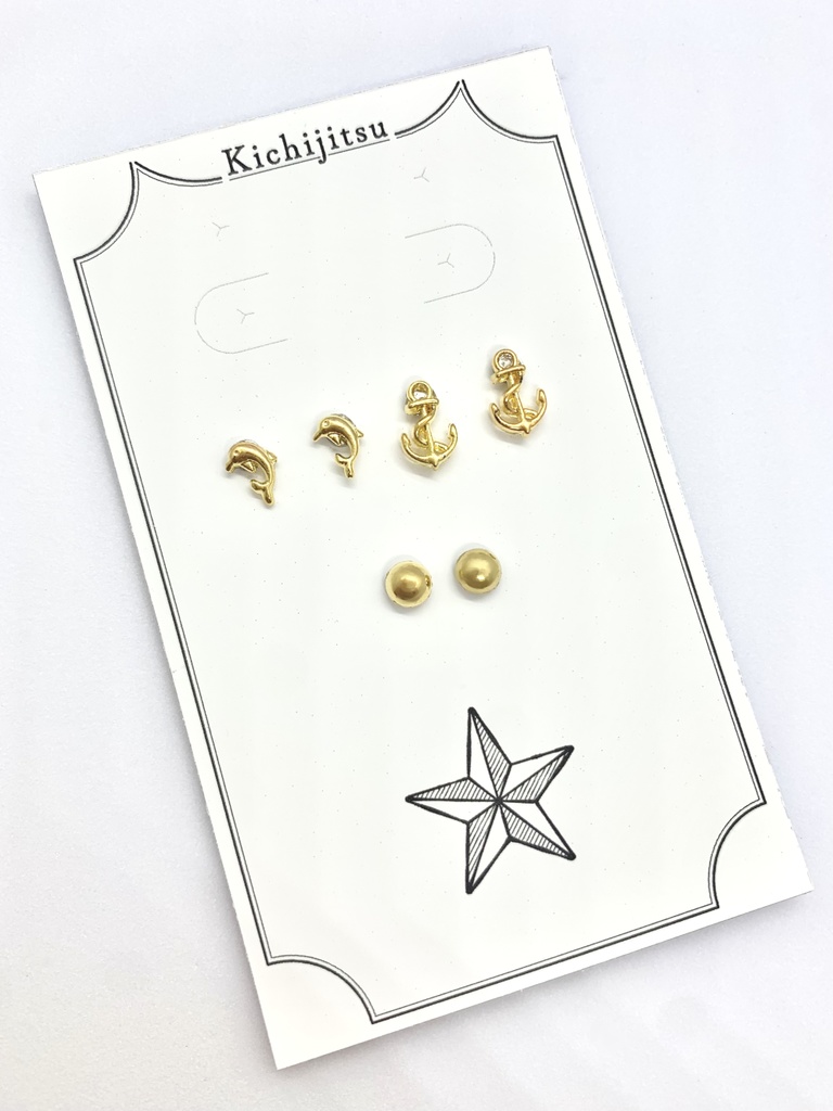 No.7／magnet earrings SET(gold2)【ぬい】