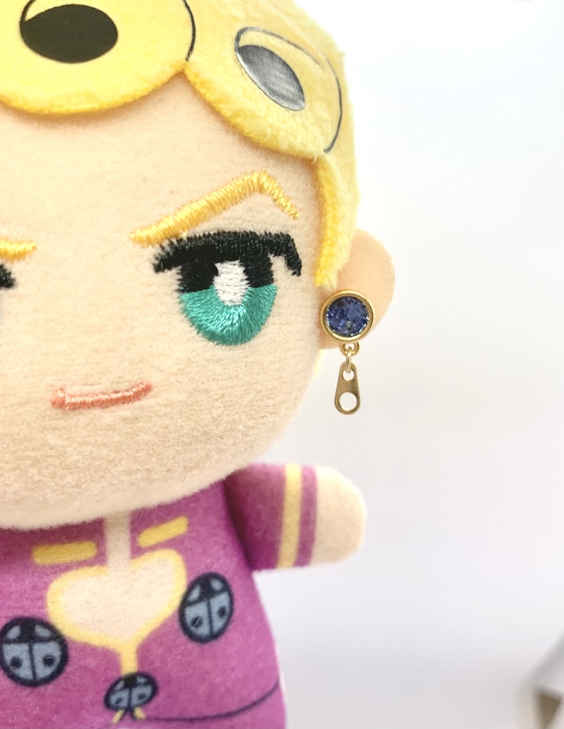 blue zipper earrings【ぬい・ドール】