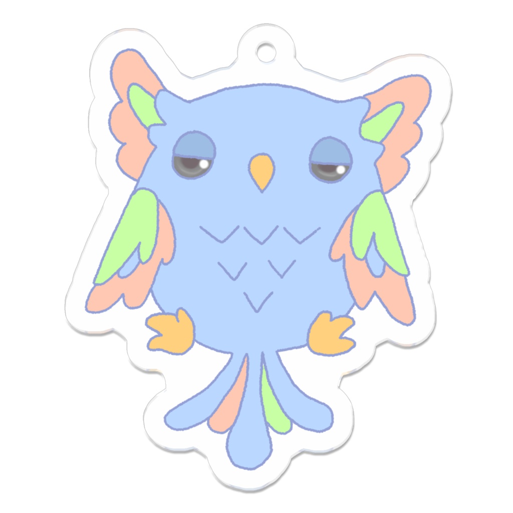 おとぼけミミズクキーホルダー【ブルー】
