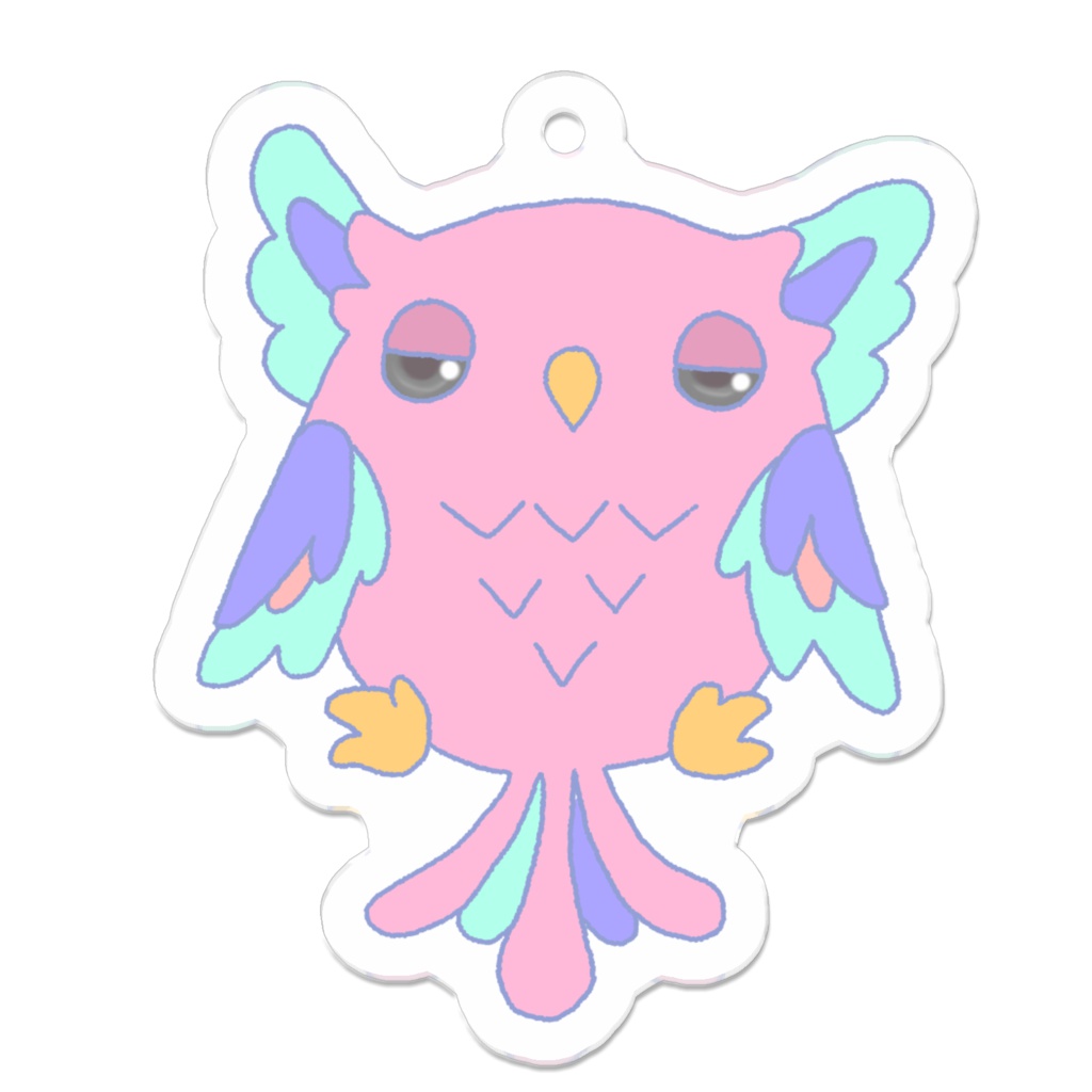 おとぼけミミズクキーホルダー【ピンク】