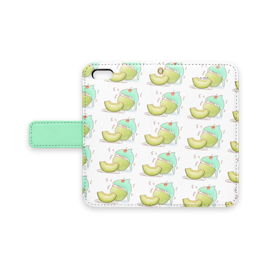 メロンソーダじんべえざめ手帳型iPhoneケース - iPhone 5 / 5s / SE - ストラップ穴 あり